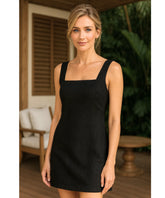 Comprar vestido curto feminino sarja decote quadrado com zíper lateral social para trabalho barato em promoção ZARA